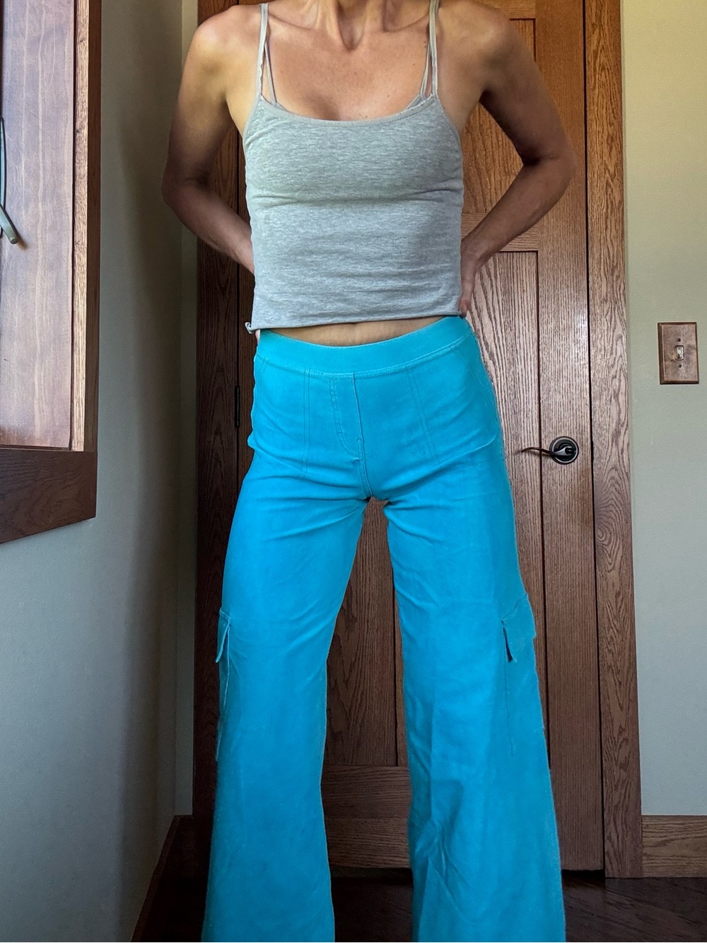 H&M stretch Cargo Pants-AquaMarine (12/13 years/women’s XXS)